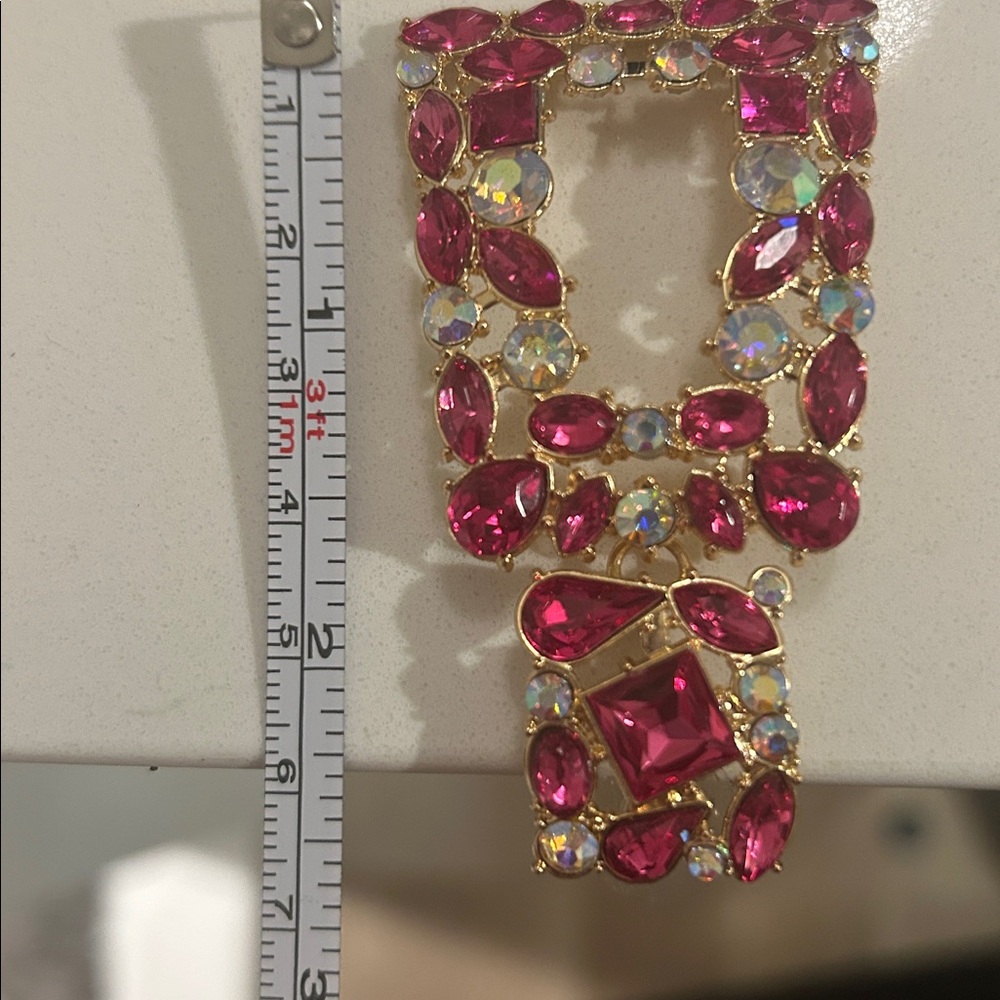 Funky Chunky Pink Ice Gemstone Drop Dangle Earrings New - Picture 12 of 12